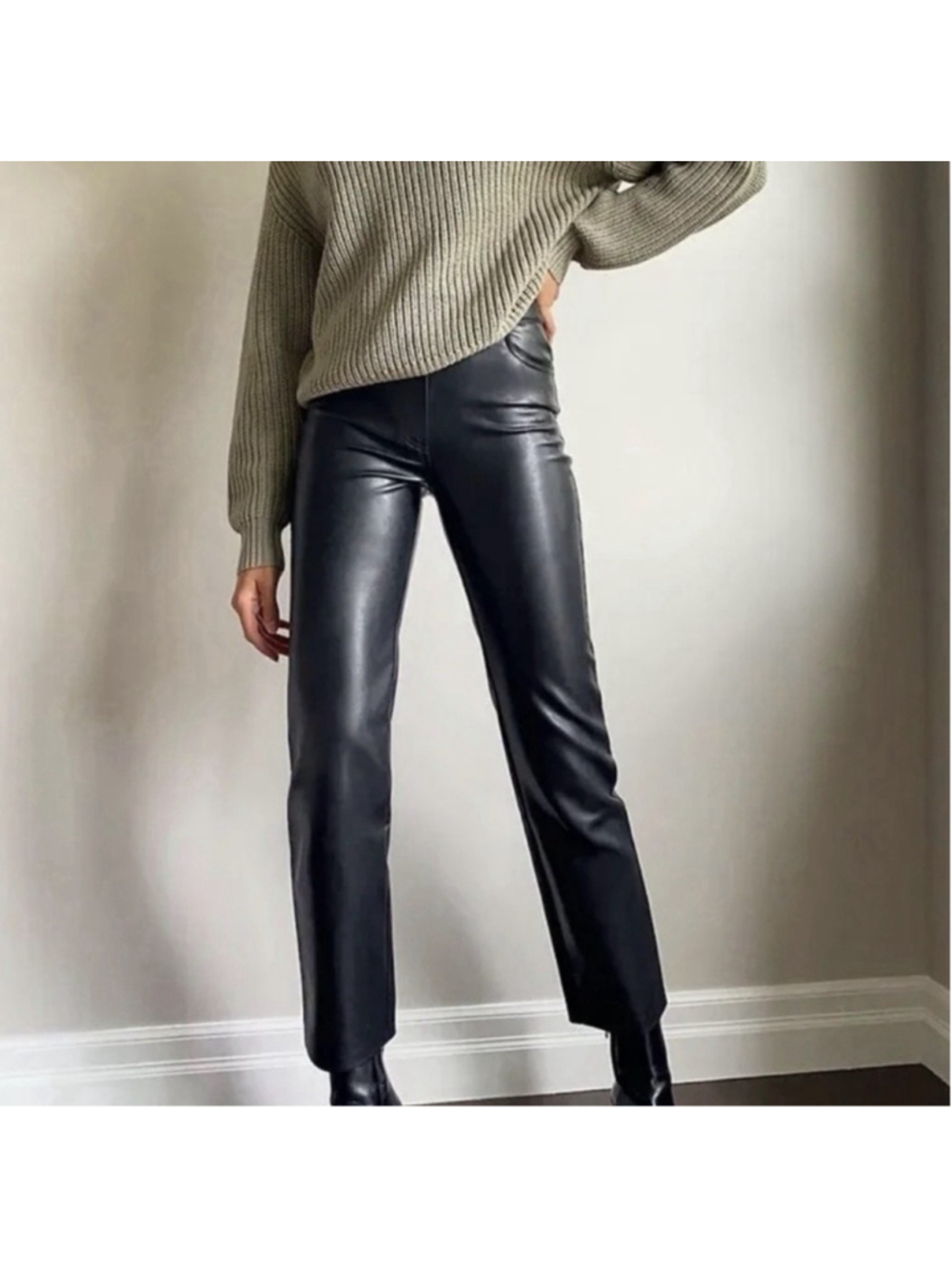 Aritzia The Melina Wilfred Size 2 Black Vegan Faux Leather High Rise Pants